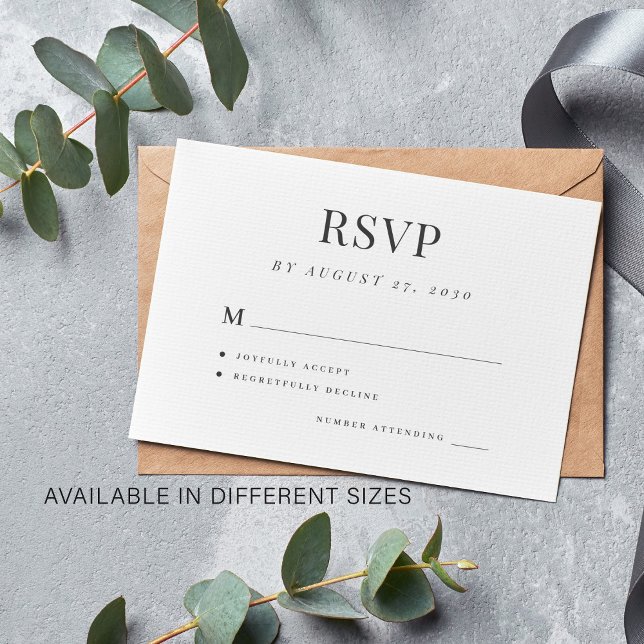 Tarjeta De Recepción Boda simple rsvp elegante boda (Envelopes not included!)
