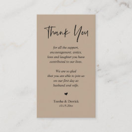 Tarjeta De Recepción Boda sincero Gracias, Light Brown Kraft