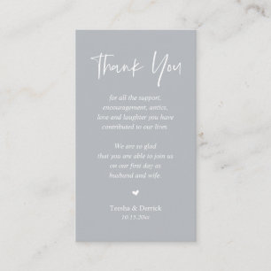 Tarjeta De Recepción Boda sincero Gracias, Pastel Chill Gray