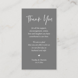 Tarjeta De Recepción Boda sincero Gracias, Pastel Gris Moderno