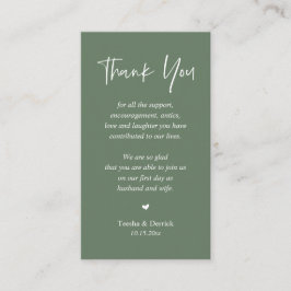 Tarjeta De Recepción Boda sincero Gracias, Rustic Sage Green