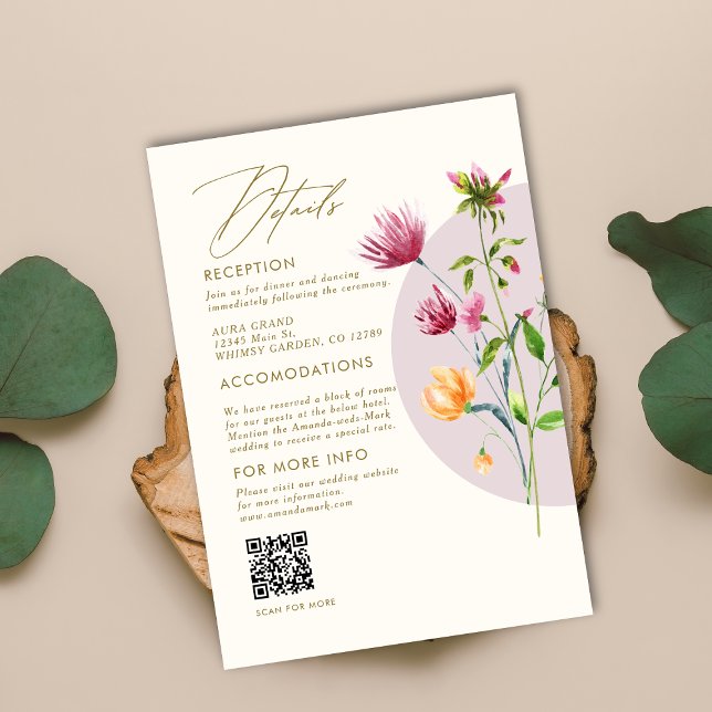 Tarjeta De Recepción Boda singulares de flor silvestre Boho (Subido por el creador)