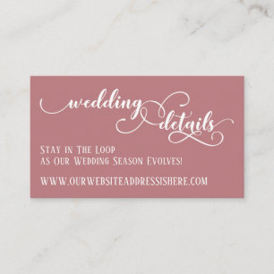 Tarjeta De Recepción Boda Sitio Web Detalles Script Dark Dusty Rosa