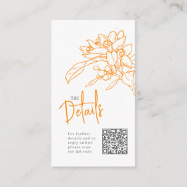 Tarjeta De Recepción Boda sitio web naranja blossom detalles boda QR