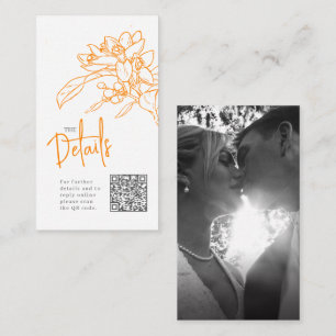 Tarjeta De Recepción Boda sitio web naranja blossom detalles boda QR