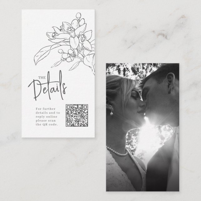 Tarjeta De Recepción Boda sitio web naranja blossom detalles boda QR (Anverso / Reverso)