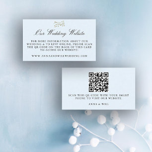 Tarjeta De Recepción Boda sitio web QR Código Boda azul de hielo de inv