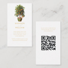 Tarjeta De Recepción Boda Sitio Web QR Código Naranja Citrus
