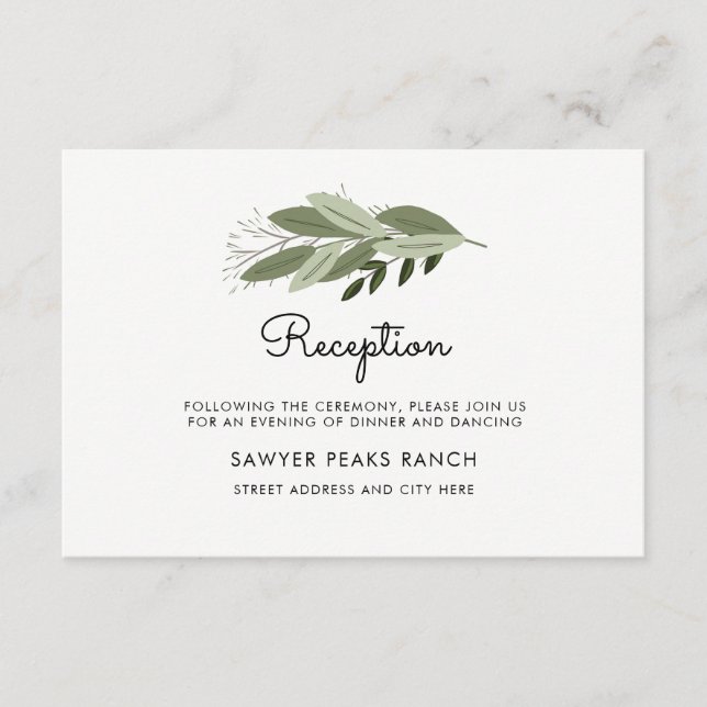 Tarjeta de recepción boda Sprigs (Anverso)