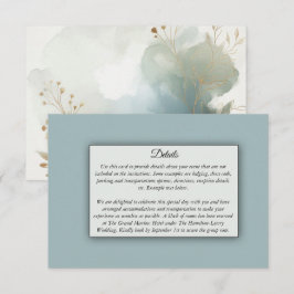 Tarjeta De Recepción Boda suave dorado de color azul turbio