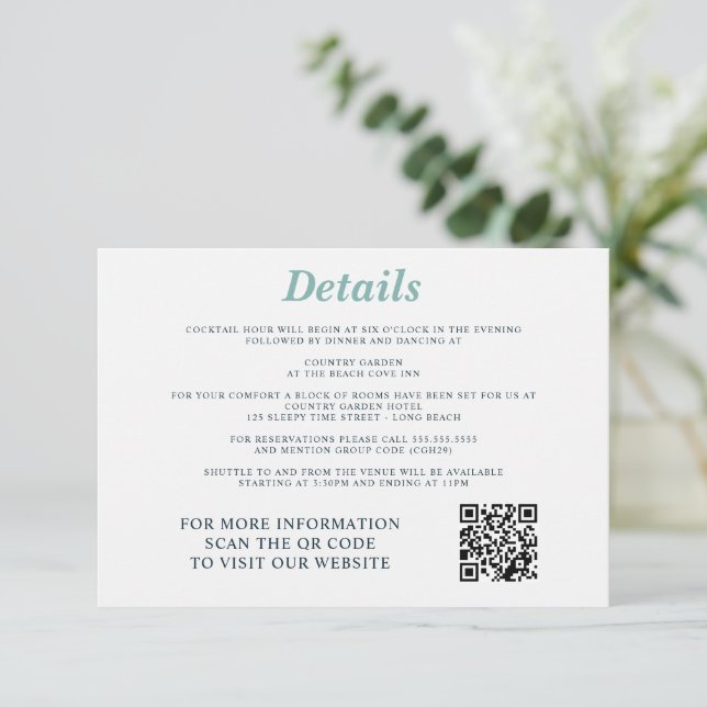 Tarjeta De Recepción Boda Surf Couple (Anverso de pie)