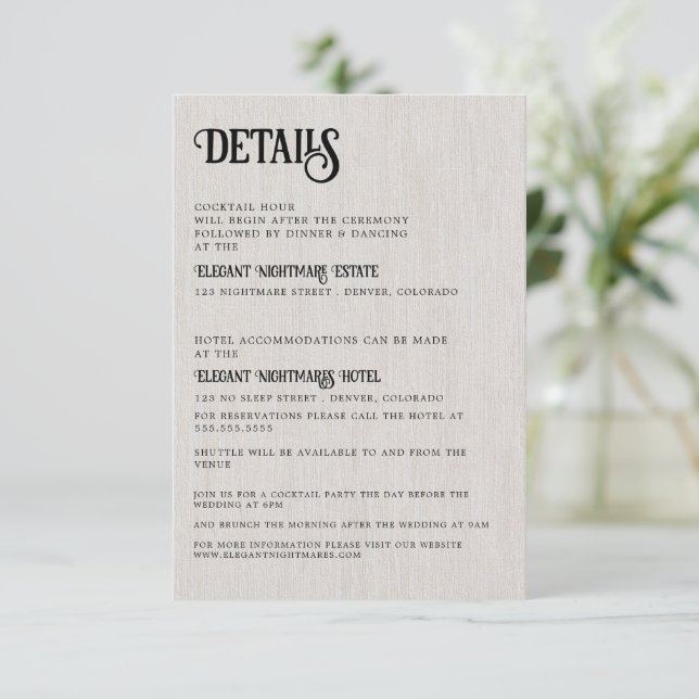 Tarjeta De Recepción Boda Tarot (Anverso de pie)