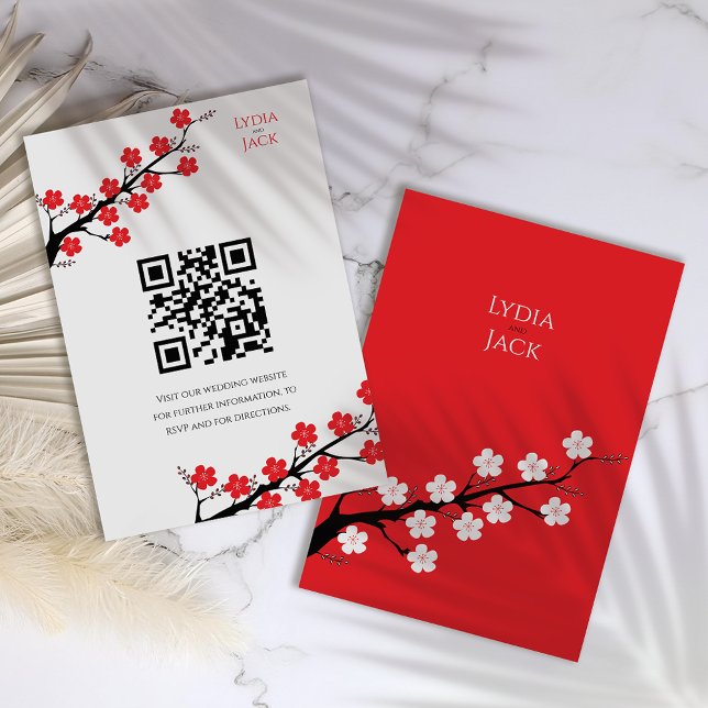 Tarjeta De Recepción Boda Temático de la Flora de Cerezo Rojo (Subido por el creador)