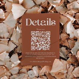 Tarjeta De Recepción Boda Terracota Moderno Detalles Código QR