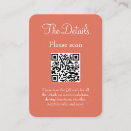 Tarjeta De Recepción Boda Terracota Moderno Simple Detalles Código QR