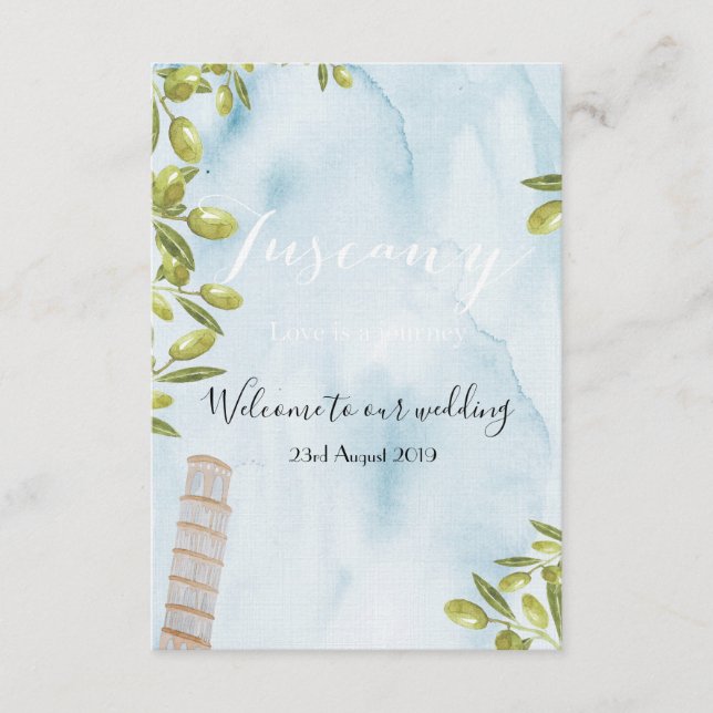 Tarjeta De Recepción Boda toscano de Benvenuti Italia (Anverso)