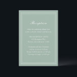 Tarjeta De Recepción Boda tradicional de Sage Green Timeless<br><div class="desc">Elegante tarjeta de recinto para bodas con un diseño sencillo y clásico.</div>