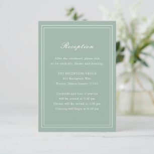 Tarjeta De Recepción Boda tradicional de Sage Green Timeless