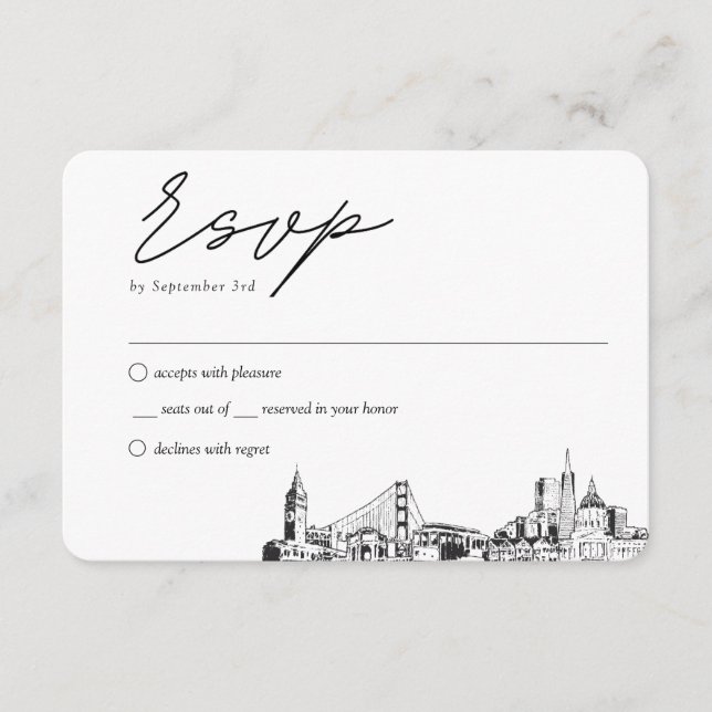 Tarjeta De Recepción Boda tradicional de San Francisco RSVP (Anverso)