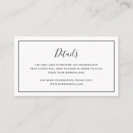 Tarjeta De Recepción Boda tradicional elegante en blanco y negro