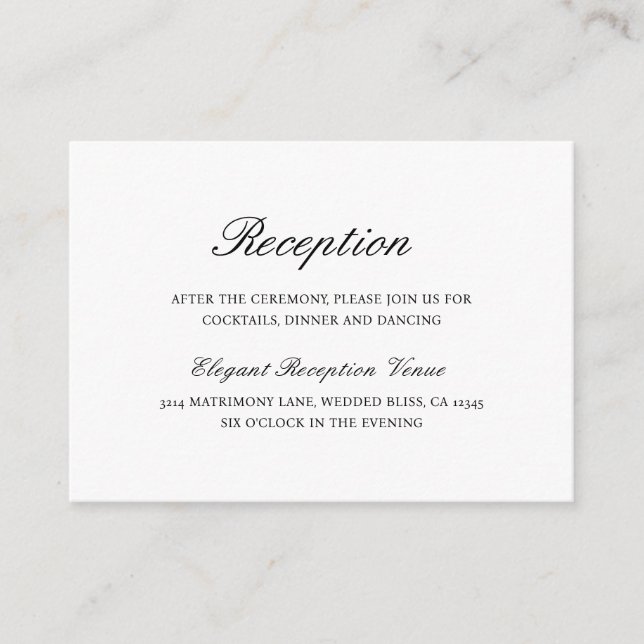 Tarjeta De Recepción Boda tradicional formal simple y elegante (Anverso)