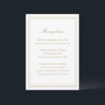 Tarjeta De Recepción Boda tradicional sin tiempo de oro<br><div class="desc">Elegante tarjeta de recinto para bodas con un diseño sencillo y clásico.</div>