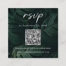 Tarjeta De Recepción Boda Tropical de Destino con Código QR para RSVP