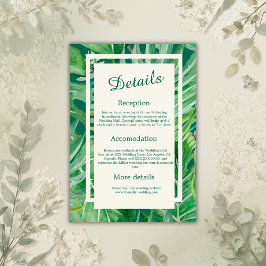 Tarjeta De Recepción boda tropical de vegetación esmeralda
