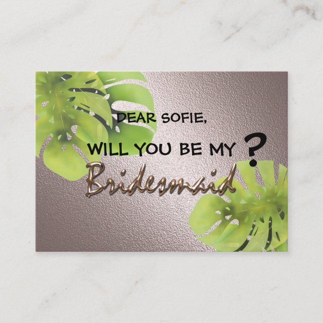 Tarjeta De Recepción Boda tropical exótica verde monstera hojas agua (Anverso)