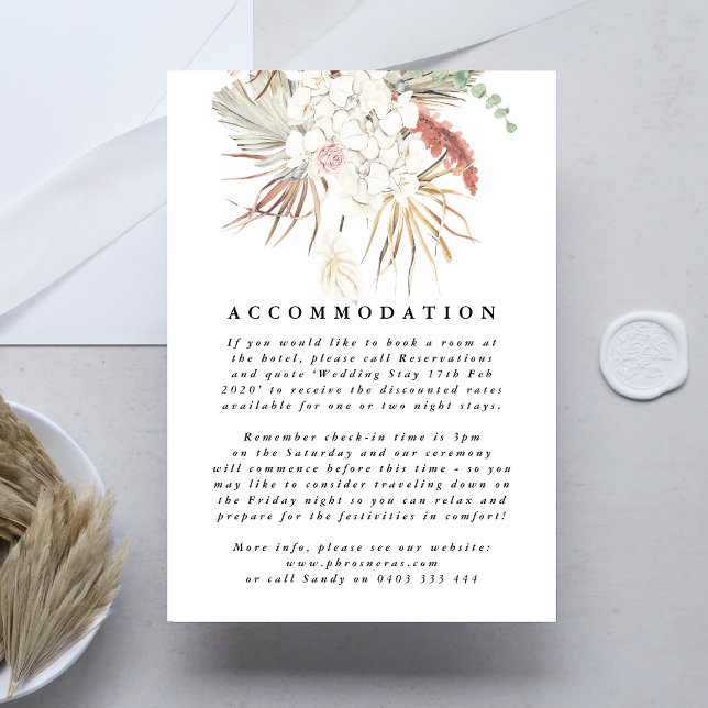 Tarjeta De Recepción Boda Tropical Floral de Grass Pampas (Subido por el creador)