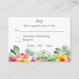 Tarjeta De Recepción Boda Tropical Hibiscus RSVP