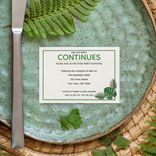 Tarjeta De Recepción Boda Tropical Moderno Después De Fiesta (Subido por el creador)