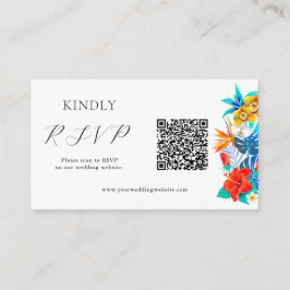 Tarjeta De Recepción Boda tropical QR RSVP