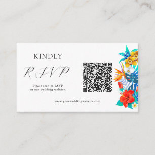 Tarjeta De Recepción Boda tropical QR RSVP
