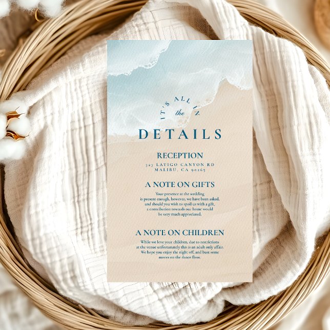 Tarjeta De Recepción Boda veraniega en la playa del océano azul (Subido por el creador)