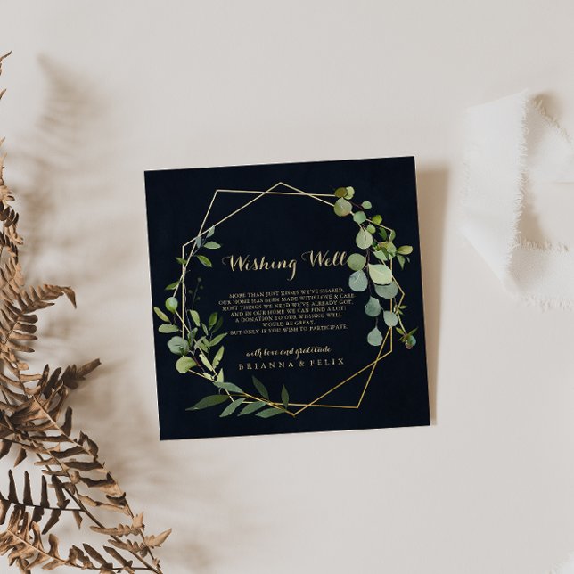 Tarjeta De Recepción Boda verde azul geométrico con un buen deseo (Subido por el creador)