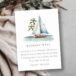 Tarjeta De Recepción Boda verde azulado De La Palma De Vela Del Mar Des