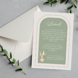Tarjeta De Recepción Boda verde de Arch Sage moderno