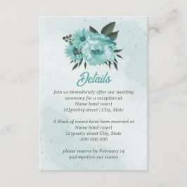 Tarjeta De Recepción boda verde de flores azules