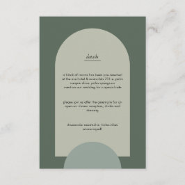 Tarjeta De Recepción Boda verde del arco geométrico moderno del Boho