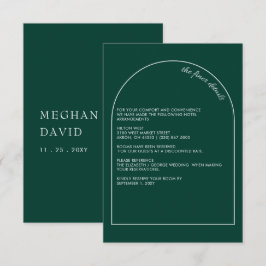 Tarjeta De Recepción Boda verde esmeralda del arco moderno simple