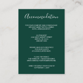 Tarjeta De Recepción Boda verde esmeralda moderno simple