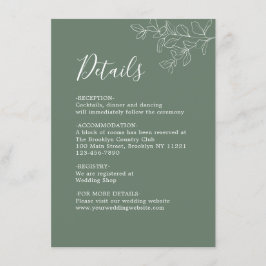 Tarjeta De Recepción Boda Verde minimalista de la placa base