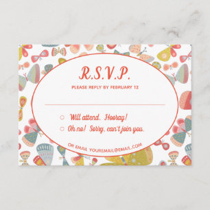 Tarjeta De Recepción Boda verde rosa mariposa RSVP