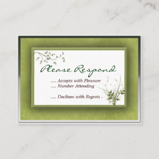 Tarjeta De Recepción Boda verde simple Floral RSVP