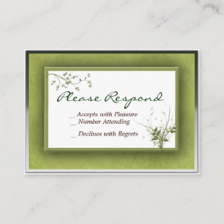 Tarjeta De Recepción Boda verde simple Floral RSVP - Personalizado