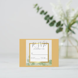 Tarjeta De Recepción Boda Verde y Oro Eucalyptus RSVP