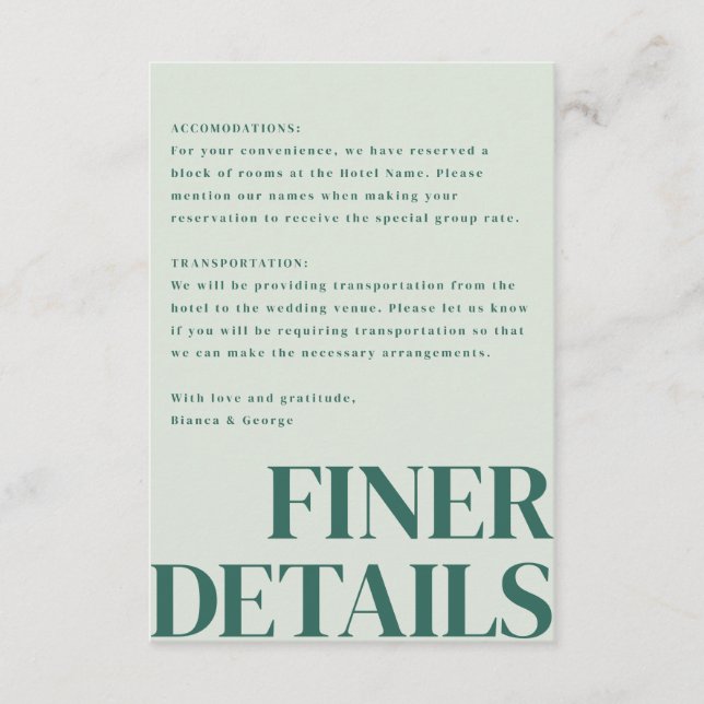 Tarjeta De Recepción Boda vertical de Belmont (Anverso)