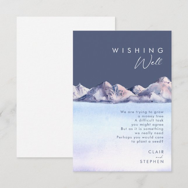 Tarjeta De Recepción Boda vespertino de invierno deseando lo mejor (Anverso / Reverso)