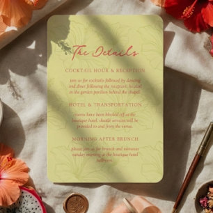 Tarjeta De Recepción Boda Vibrante con Patrón de Hibisco Tropical